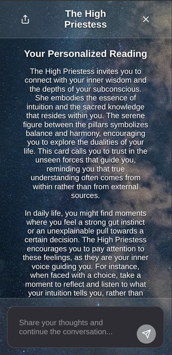 Detailed tarot reading explanation for The High Priestess